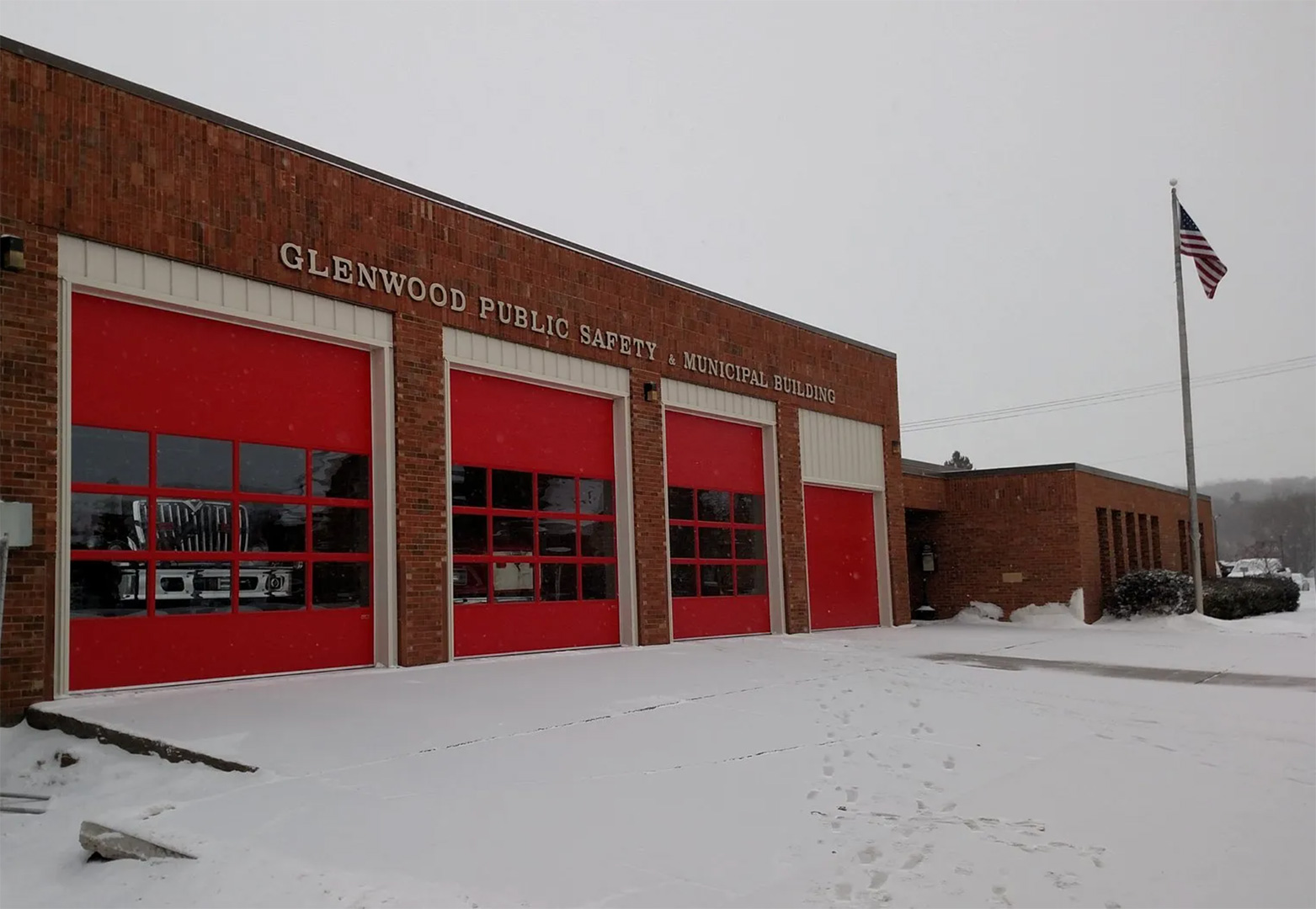 Viking Garage Door replacement Fire Department Doors red with windows