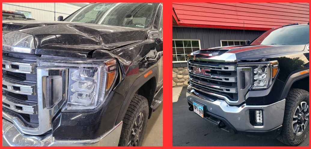 Northside before/after truck fender and hood repair