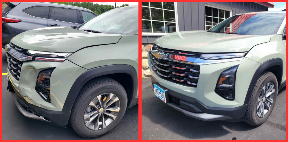 Northside Collision before/after SUV front bumper repair