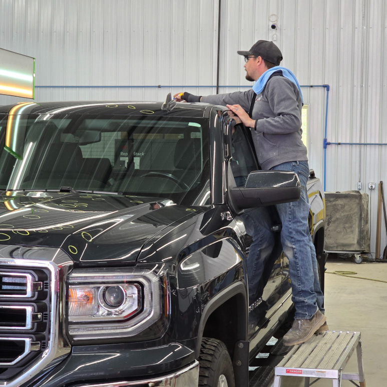 Northside staff paintless dent repair hail damage