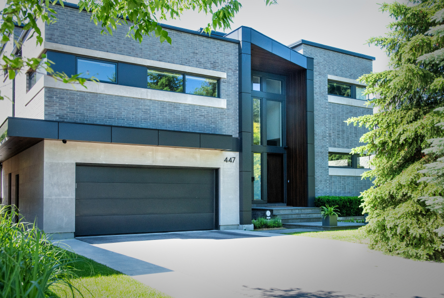 Modern grey-brick custom home