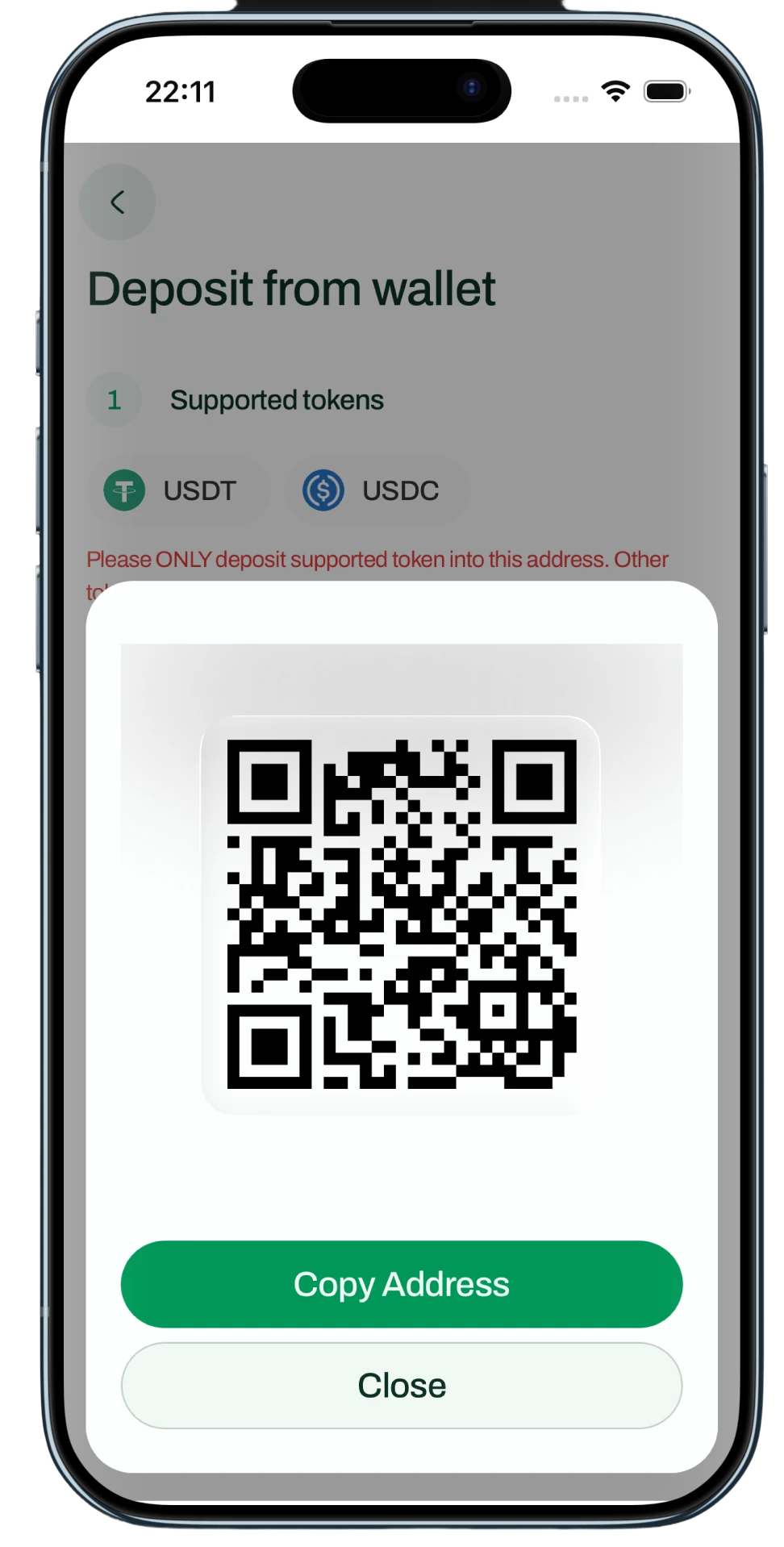 AllScale deposit QR code screen