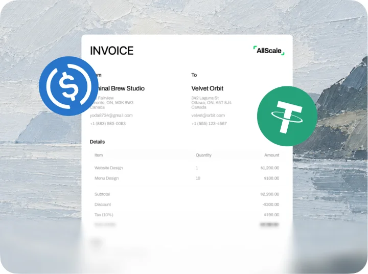 AllScale Invoice with USDC and USDT payments