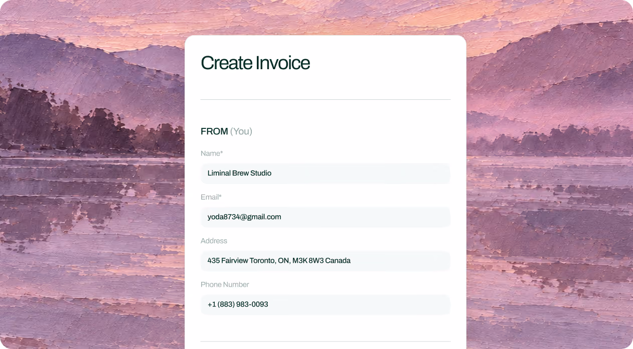 Creating an AllScale invoice with client details and line items