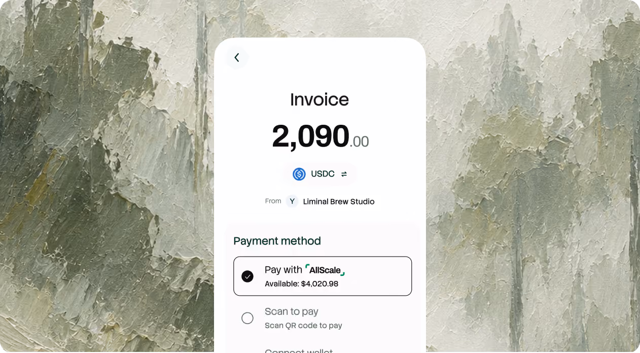 Client paying an AllScale invoice in USDT