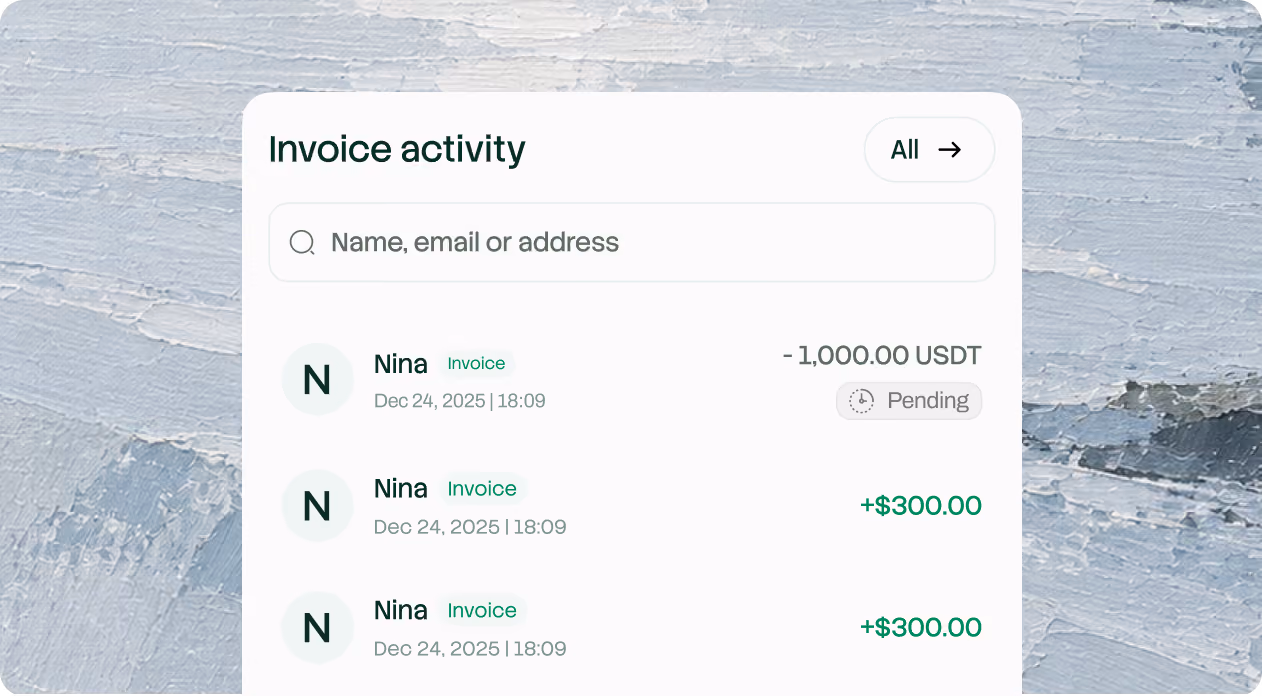 AllScale invoice history with payment statuses