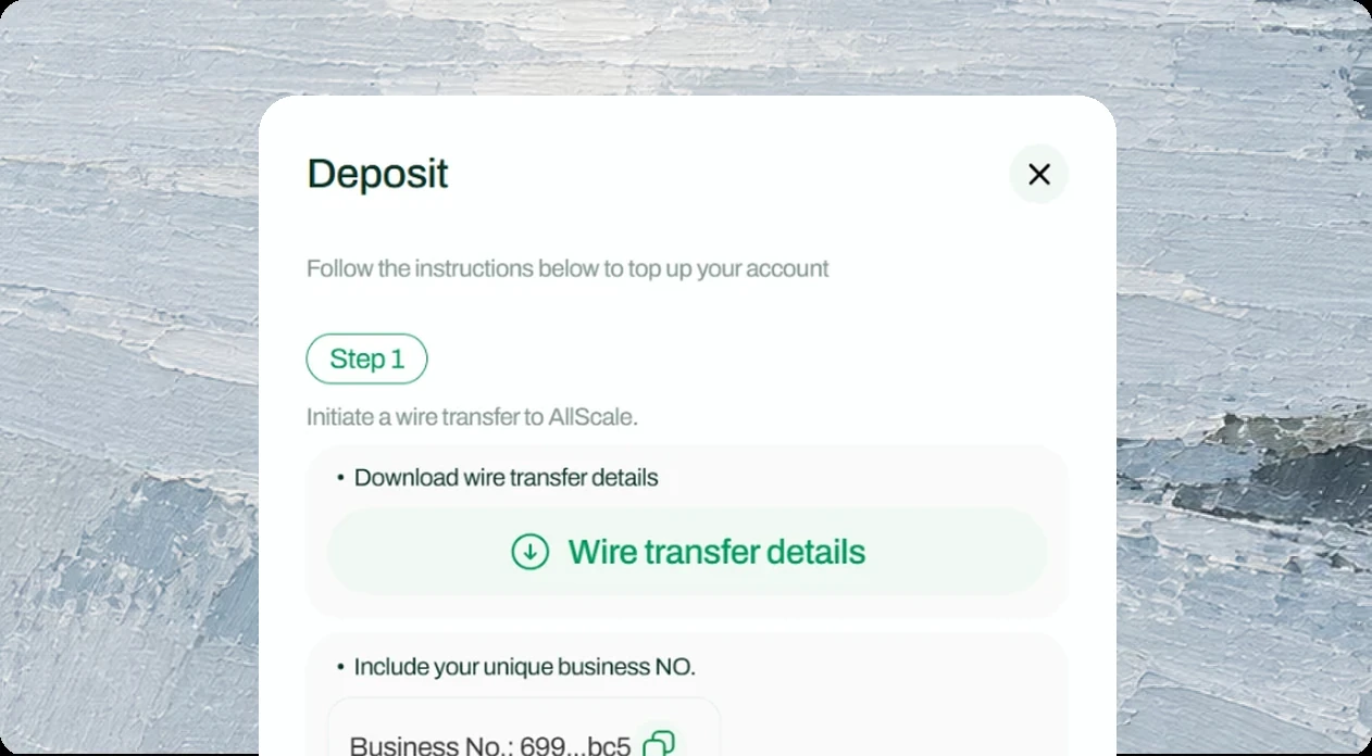 Wire transfer deposit instructions in AllScale Payroll