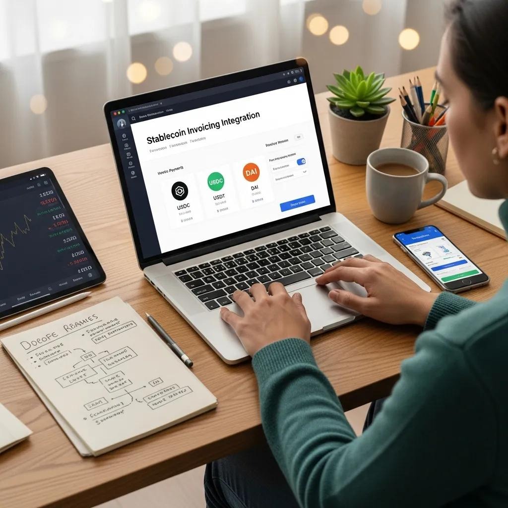 Finance professional integrating stablecoin invoicing into workflows