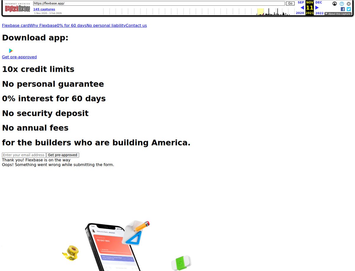 Wayback Reference: November 11, 2021. the Product Had Moved from Paperwork to Credit/Float.