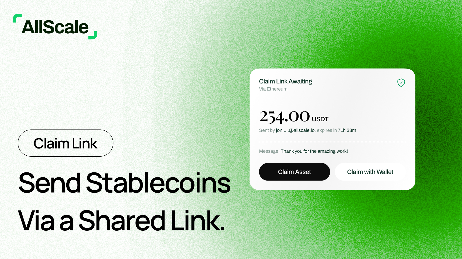 AllScale Checkout now supports payment via card and local payments while merchant can receive funds in USDC