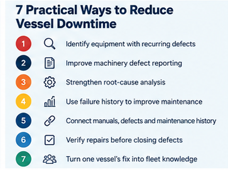Seven practical ways to reduce vessel downtime from repeated machinery failures across a fleet 
