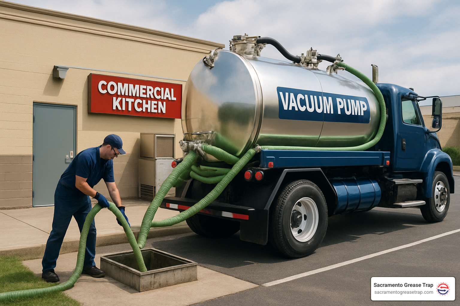 vacuum pump truck servicing commercial kitchen - grease trap cleaners near me