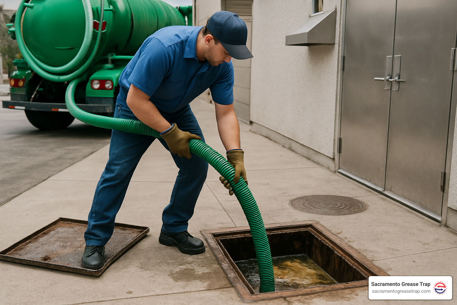 Commercial kitchen staff properly disposing of fats oils and grease - grease trap pumping sacramento