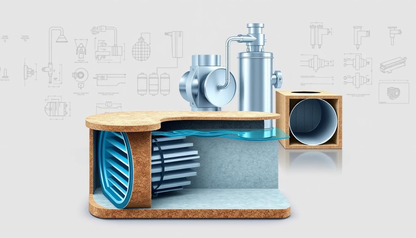 A detailed cross-section of various industrial grease traps, showcased in a clean, well-lit technical illustration. The foreground prominently displays a cutaway view of a gravity-based grease trap, its internal baffles and separation chambers clearly visible. In the middle ground, a hydromechanical grease interceptor and a compact in-floor grease trap are depicted, highlighting their distinct designs and features. The background subtly incorporates schematics and engineering diagrams to provide technical context. The overall scene conveys a sense of precision and professionalism, suitable for an informative guide on grease trap maintenance.