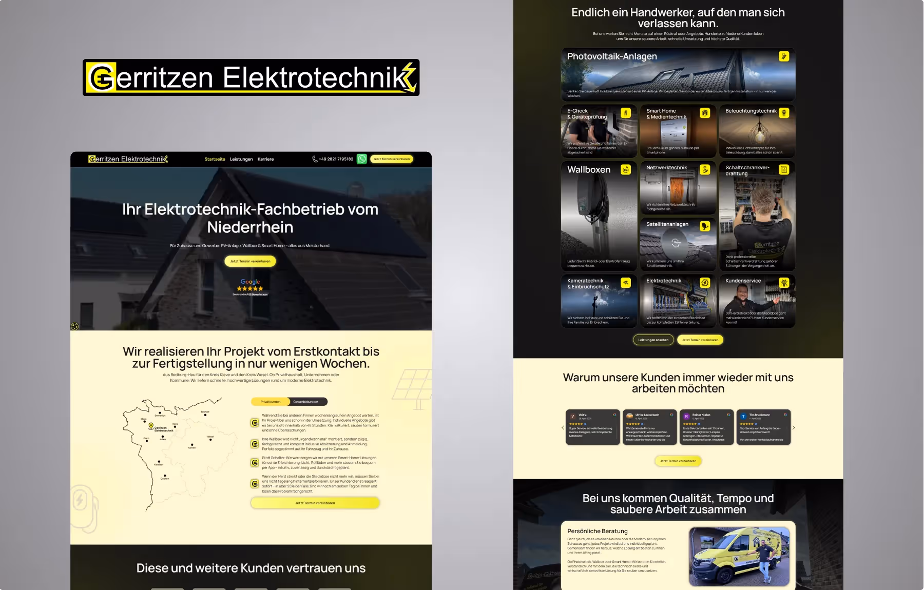 Mockup Webseite Gerritzen Elektrotechnik Startseite