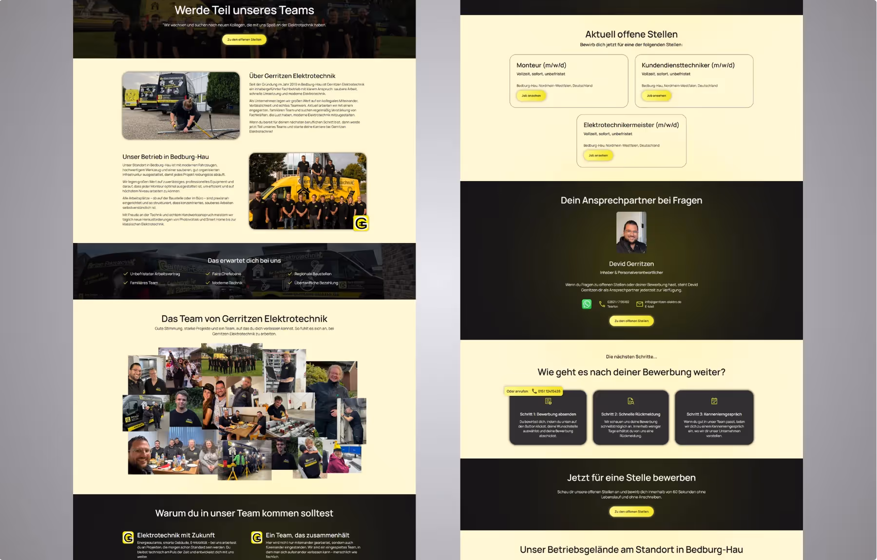 Mockup Webseite Gerritzen Elektrotechnik Karriereseite