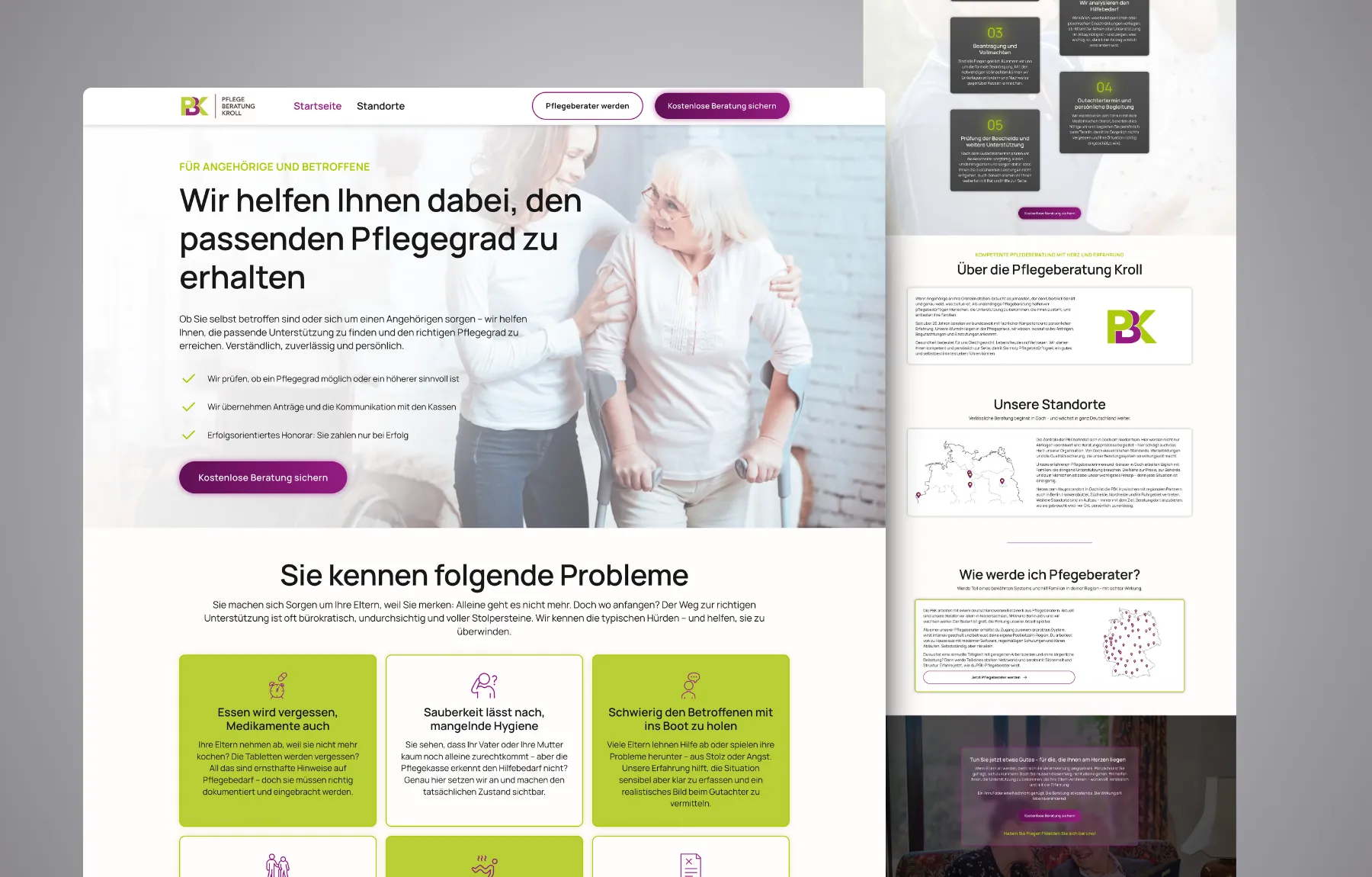 Mockup Webseite Pflege Beratung Kroll Desktop