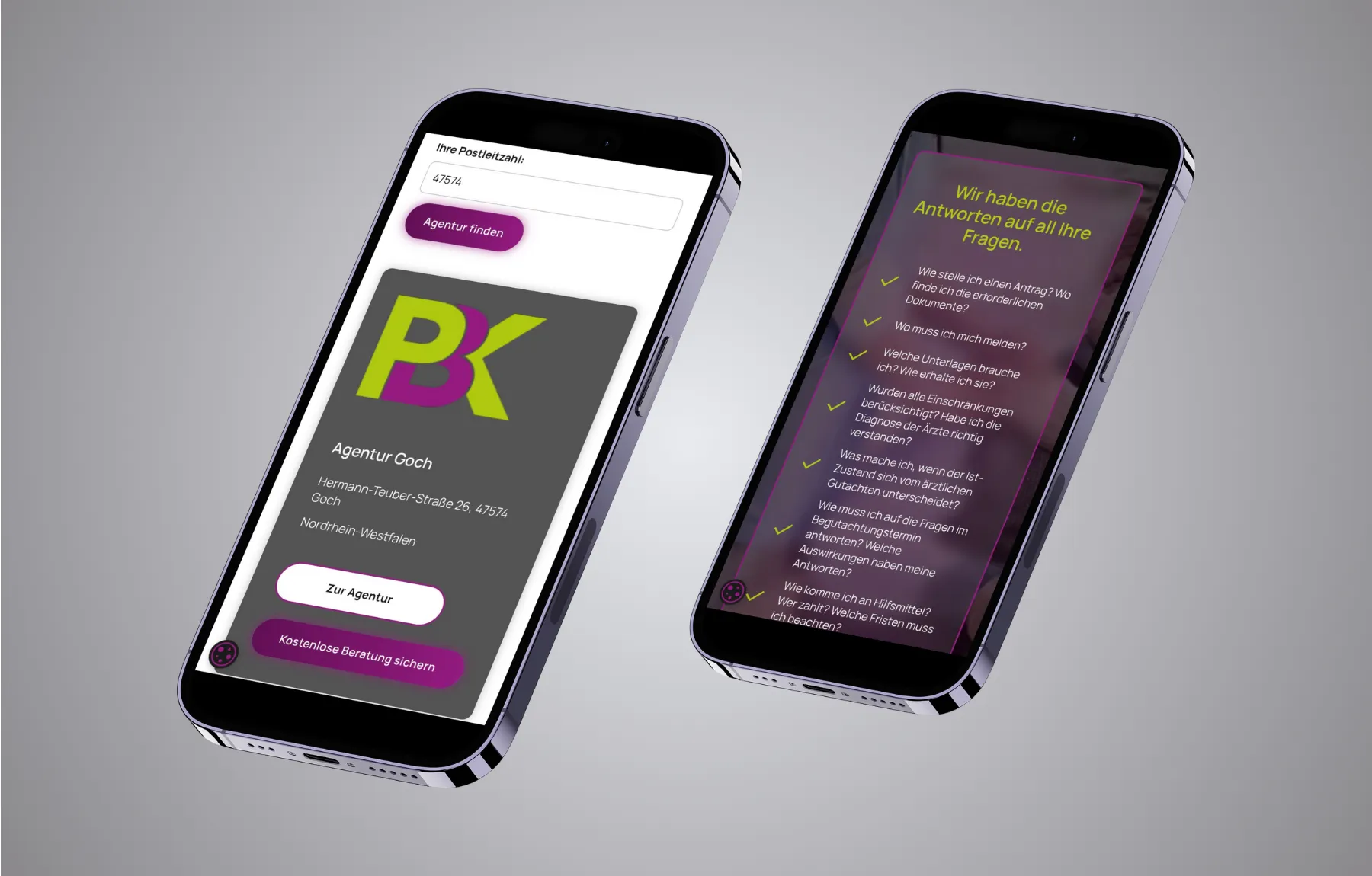 Mockup Webseite Pflege Beratung Kroll mobil