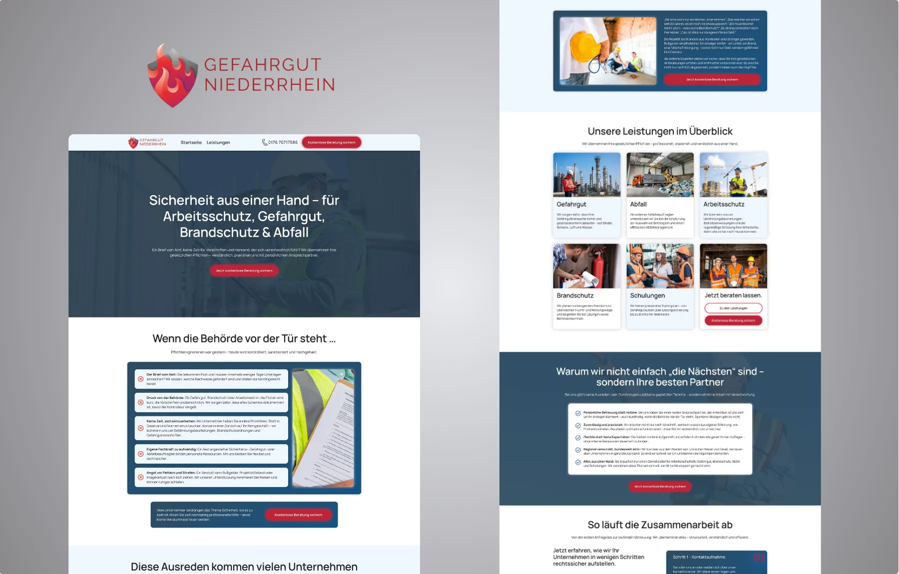 Mockup Webseite Gefahrgut Niederrhein Desktop mit Logo