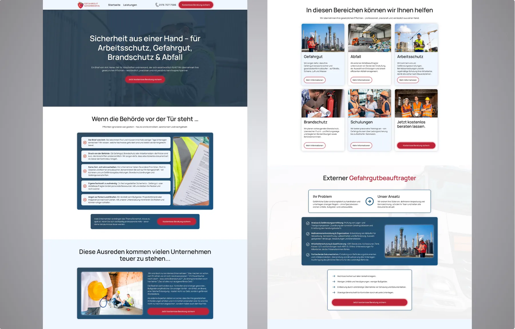 Mockup Webseite Gefahrgut Niederrhein Desktop