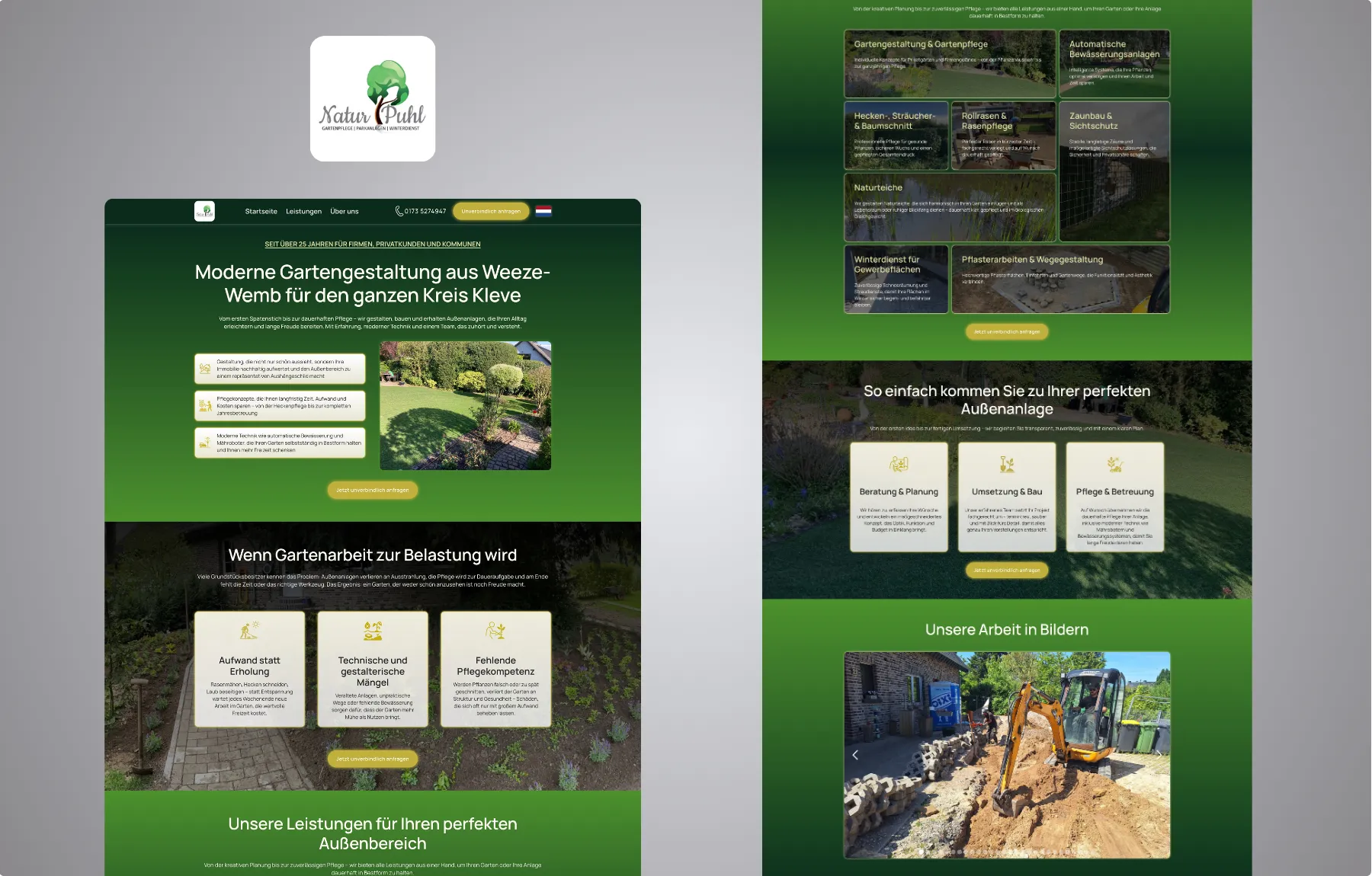 Mockup Webseite Natur Puhl Desktop mit Logo