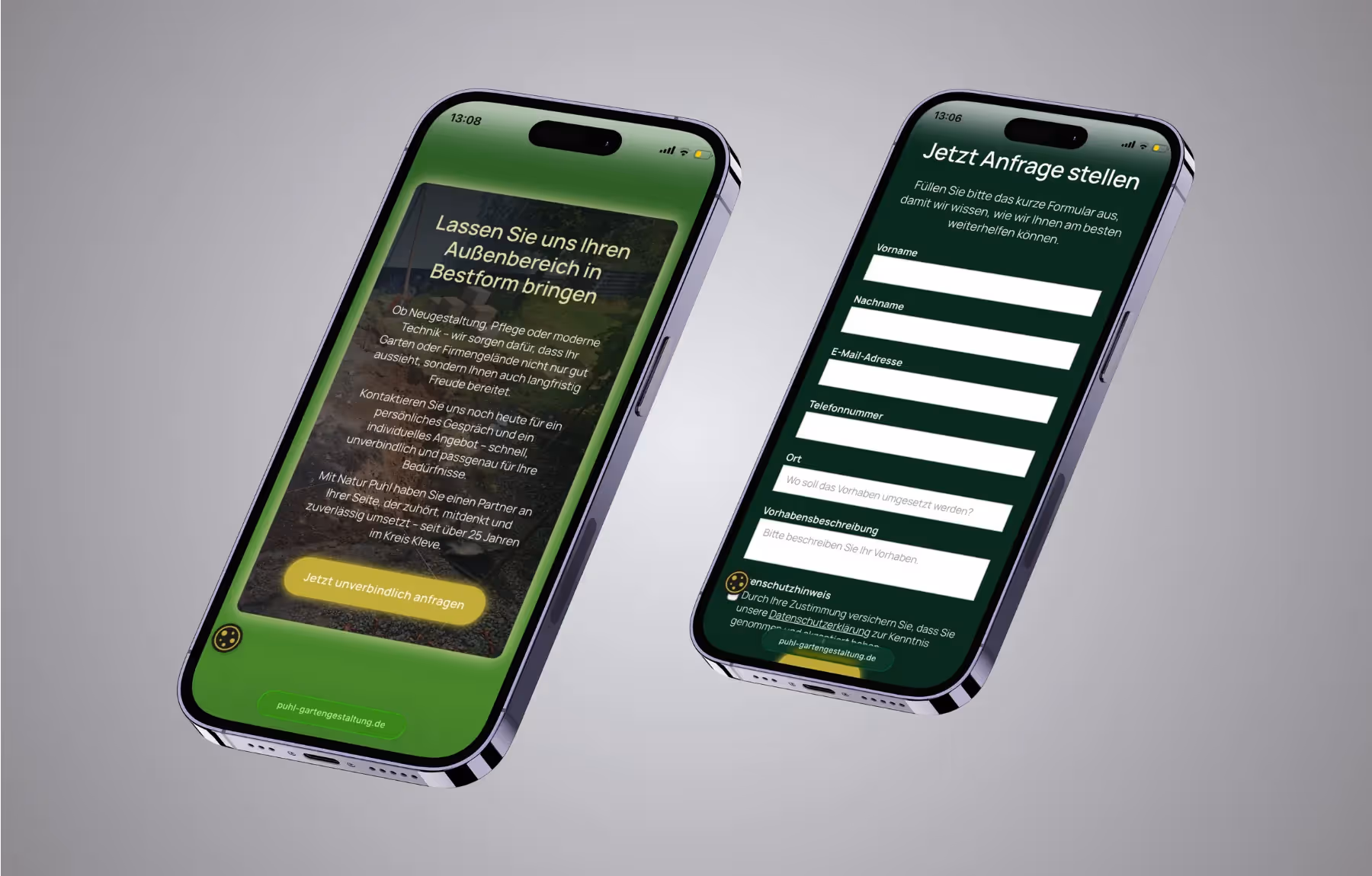 Mockup Webseite Natur Puhl mobil