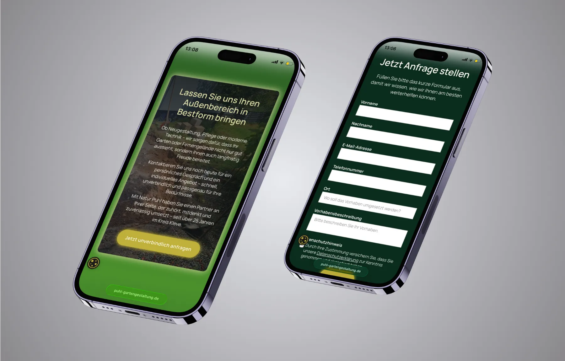 Mockup Webseite Natur Puhl mobil