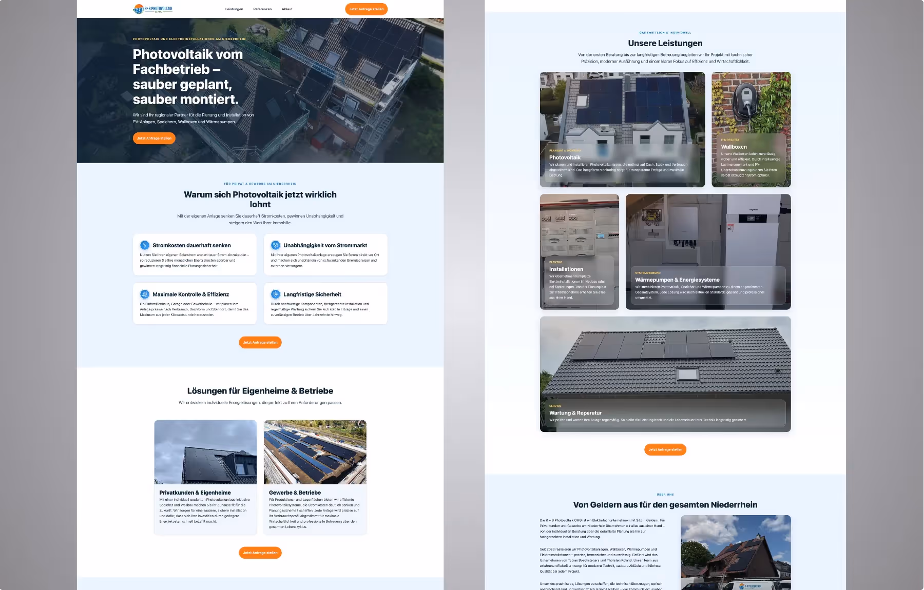 Mockup Webseite R+B Photovoltaik Desktop