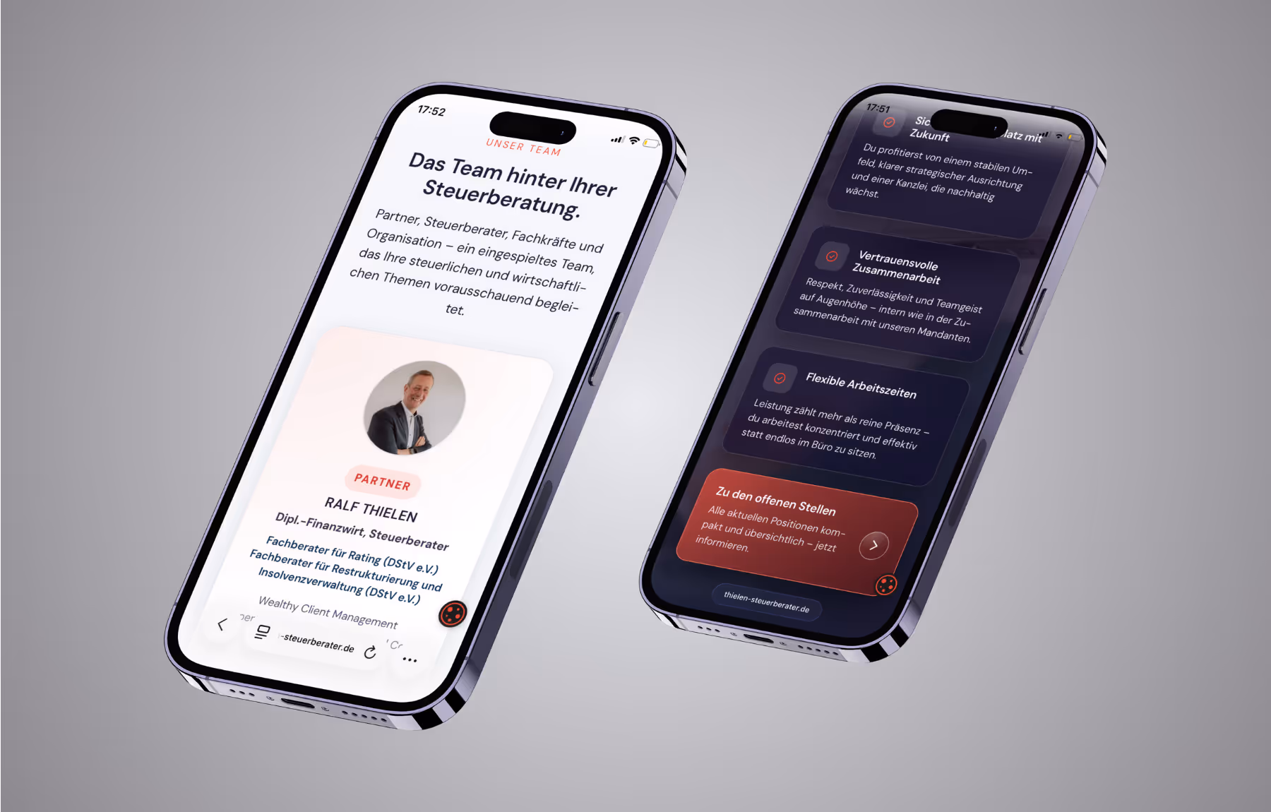 Mockup Webseite Thielen Steuerberater Mobil