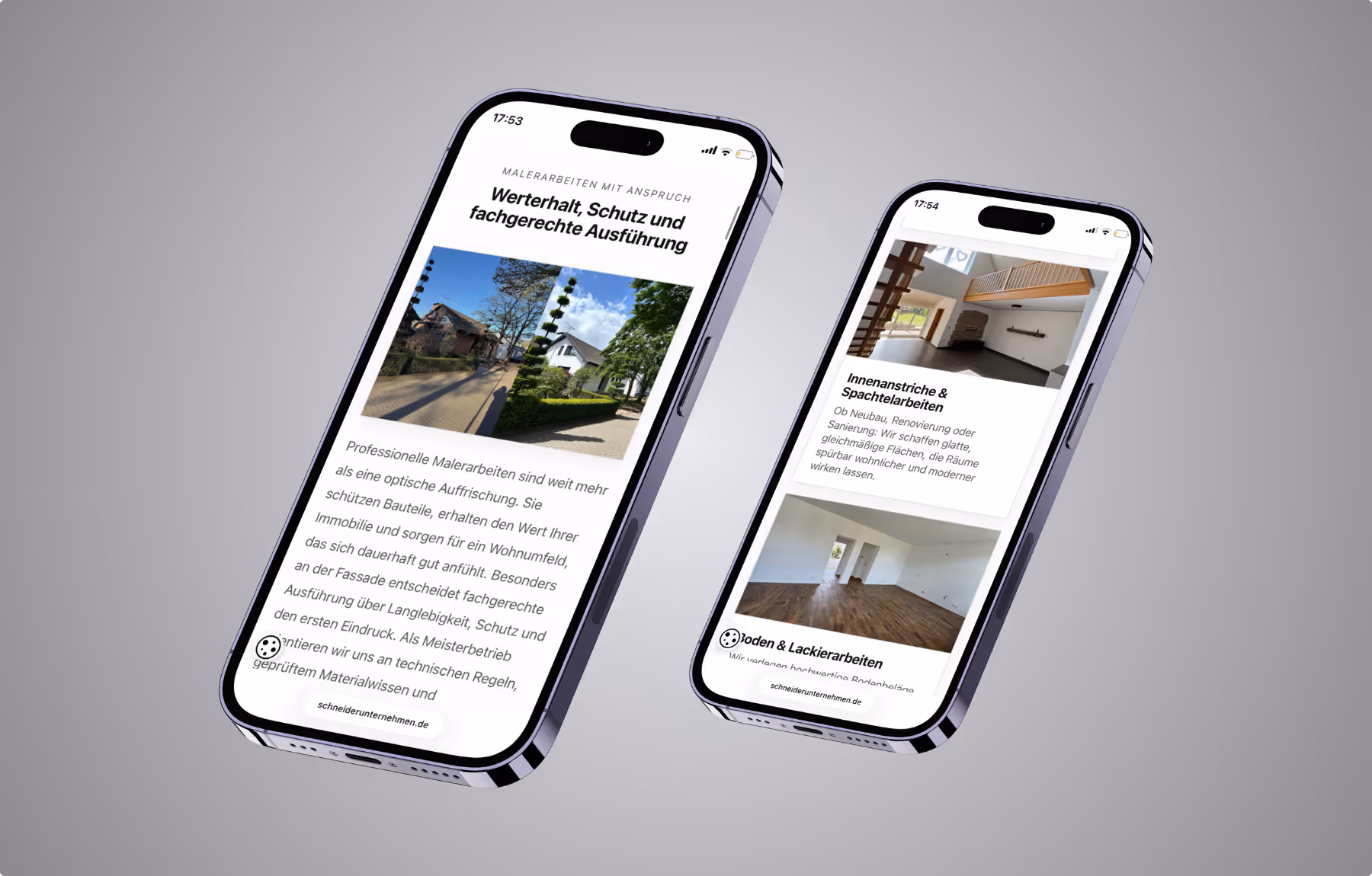 Mockup Webseite Schneider Unternehmen Mobil