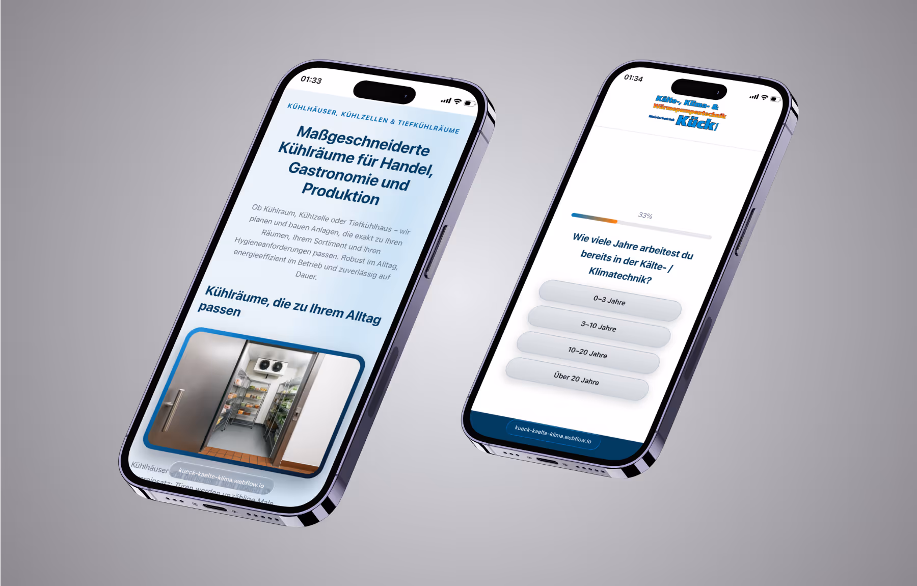 Mockup Webseite Kueck Kaelte Klima mobil