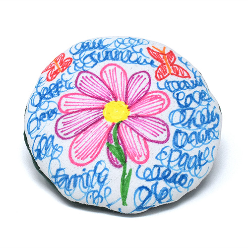 hand drawn flower with names hidden in background