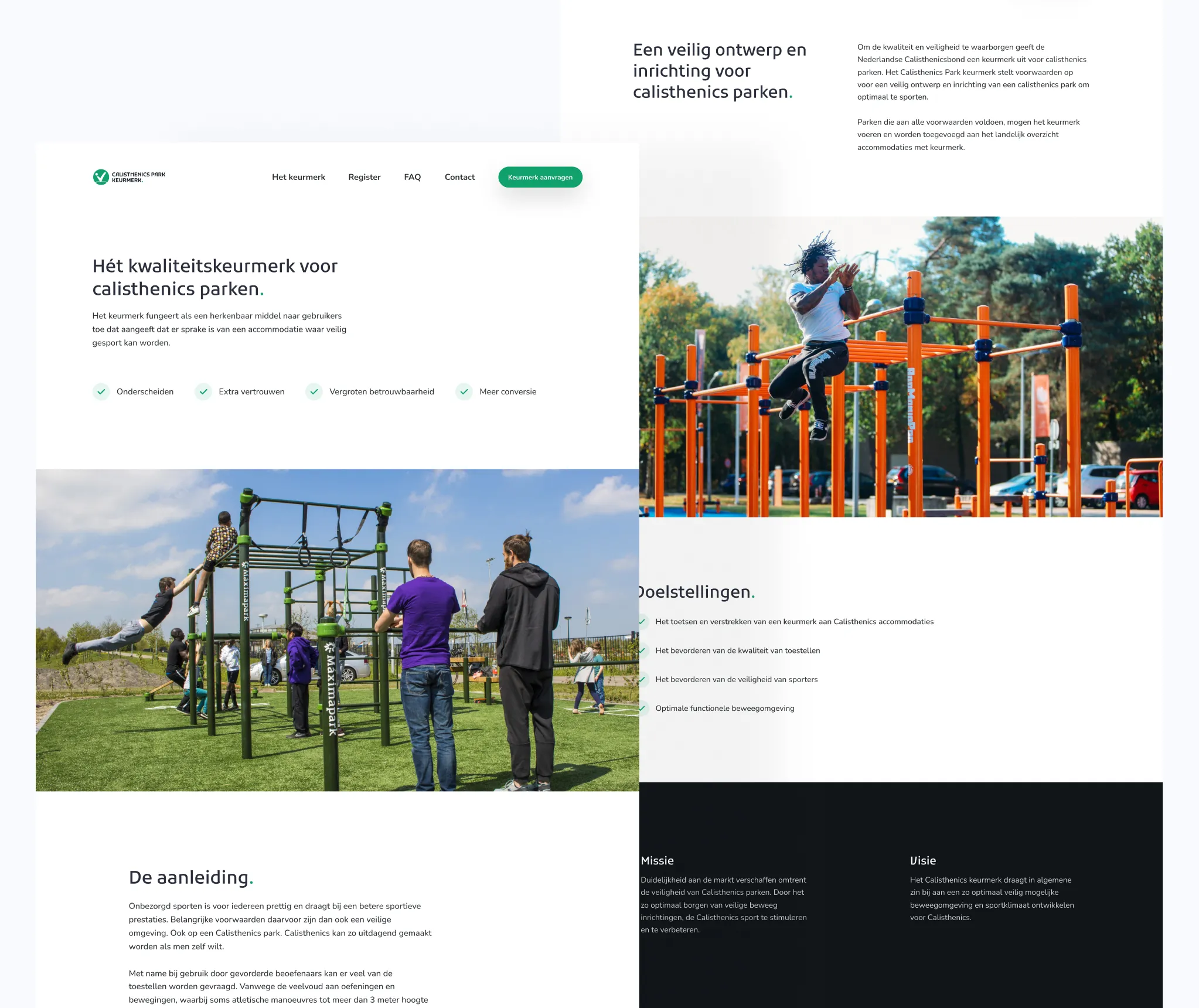 Calisthenics Park Certification - custom web design to introduce the Calisthenics Park Certification
