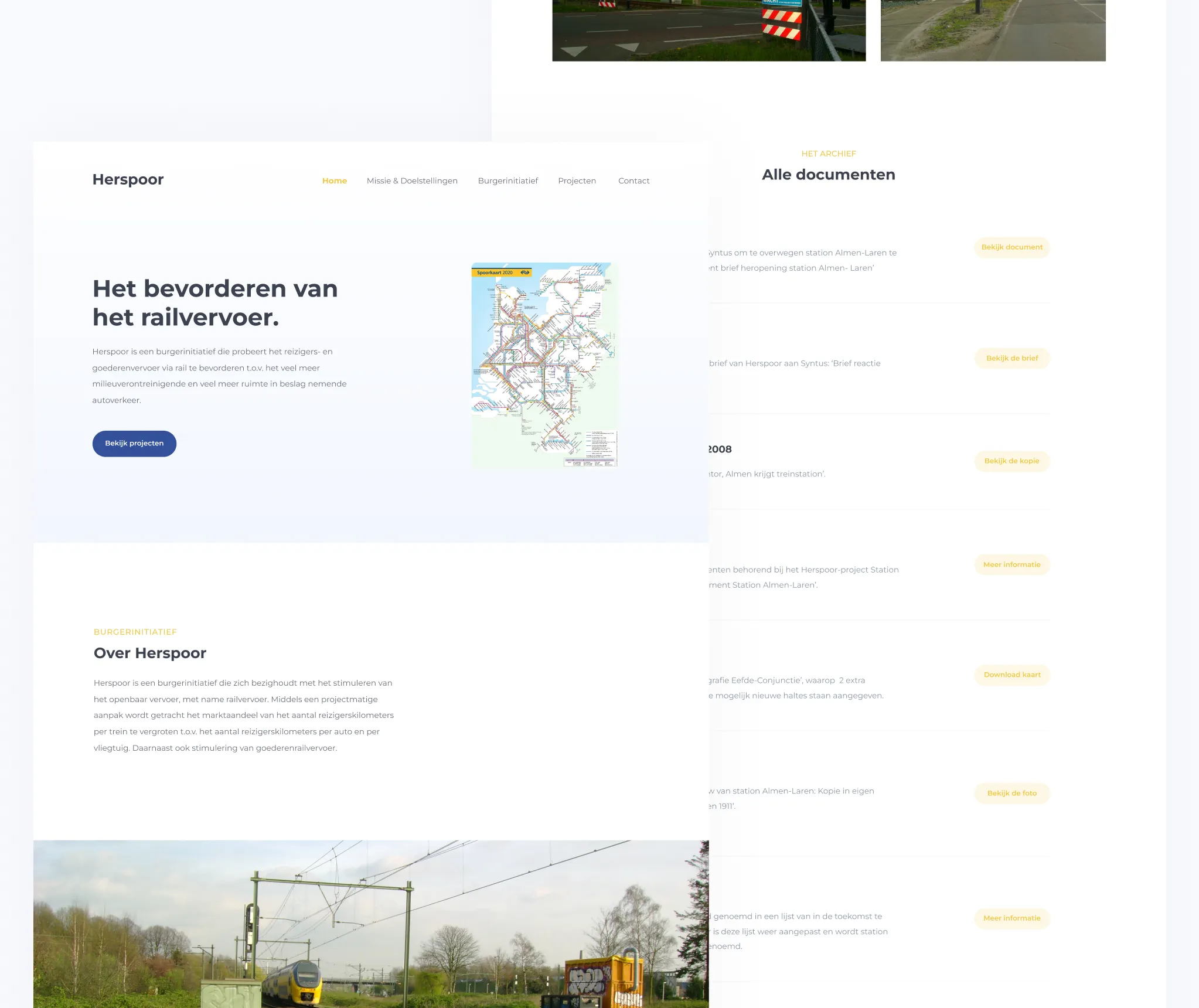 Herspoor - custom website for website for a citizen rail transport initiative