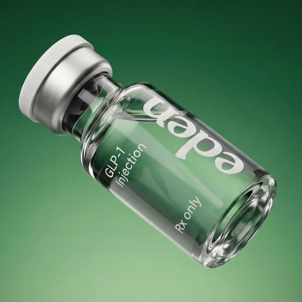 GLP-1 injection vial representing prescription weight loss medication options compared with phentermine.