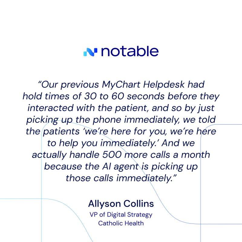 Notable customer quote from Allyson Collins about MyChart Helpdesk