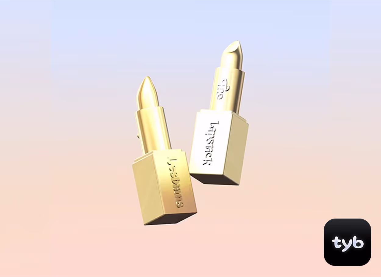 a golden lipsticks floating in the air