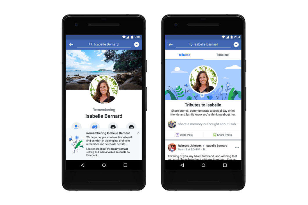 Facebook and Instagram can memorialise the deceased person's profile, with the word 'Remembering' before their name.