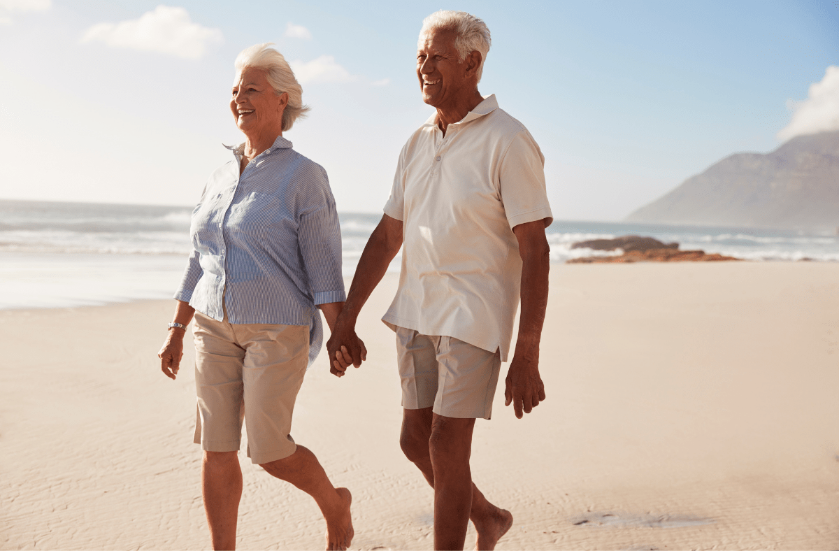 An easy walk along the beach or park can be quite therapeutic for people with dementia.