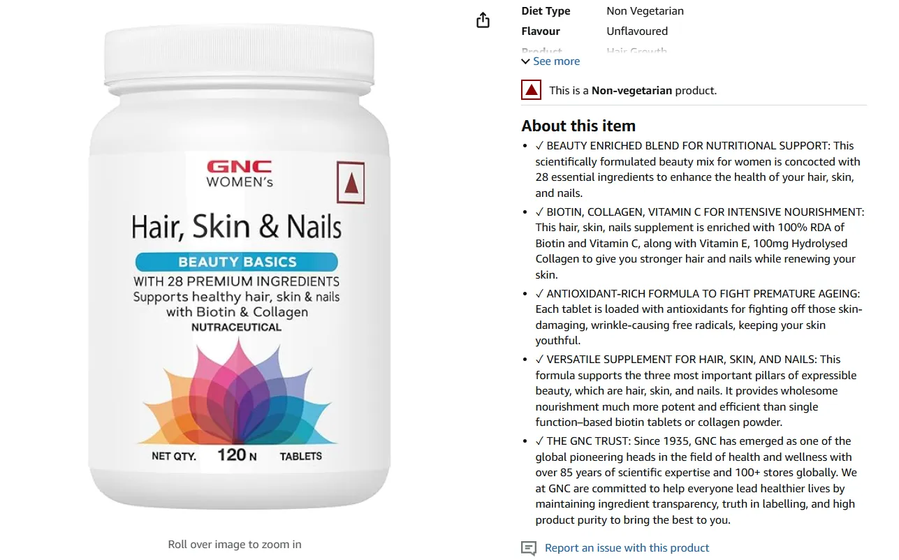 Another example of Amazon pdp where detailed breakdown of info is given