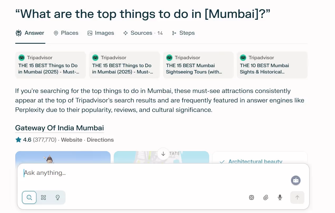 Perplexity chat window