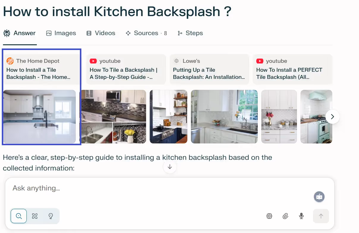 Perplexity chat window