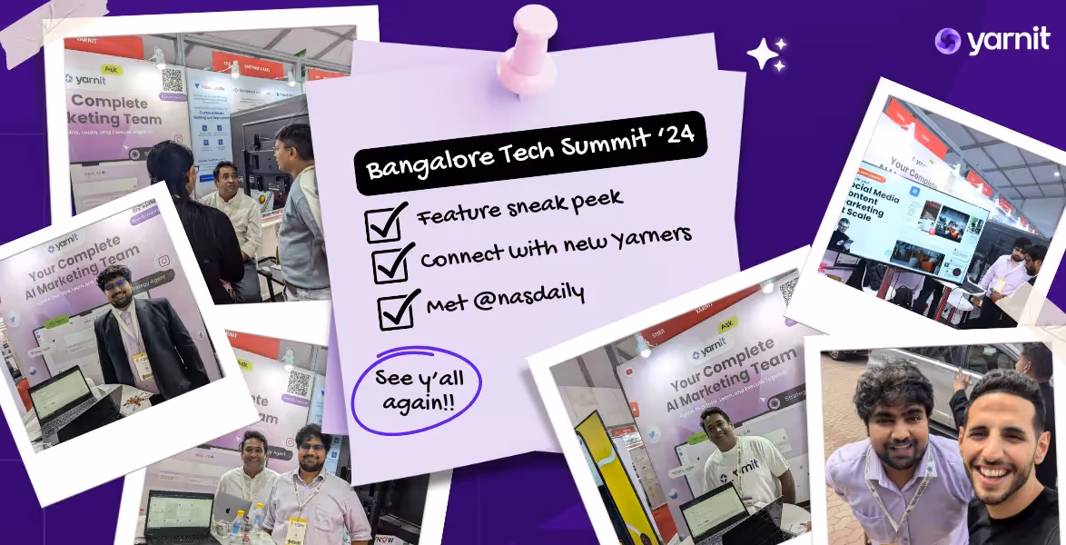 a collage of Yarnit's stall at Bangalore Tech Summit '24
