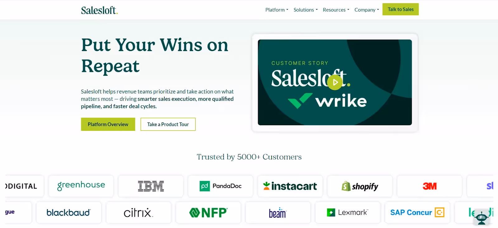 Salesloft B2B landing page example