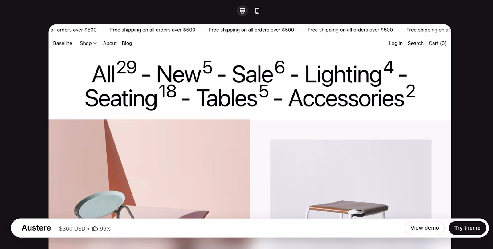 Baseline's product page USPs