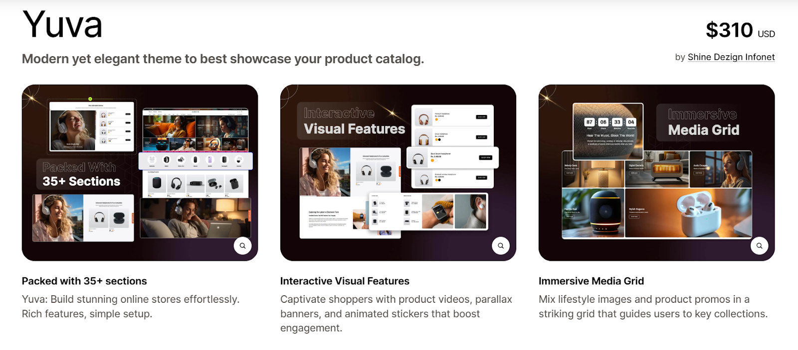 Yuva's product page USPs