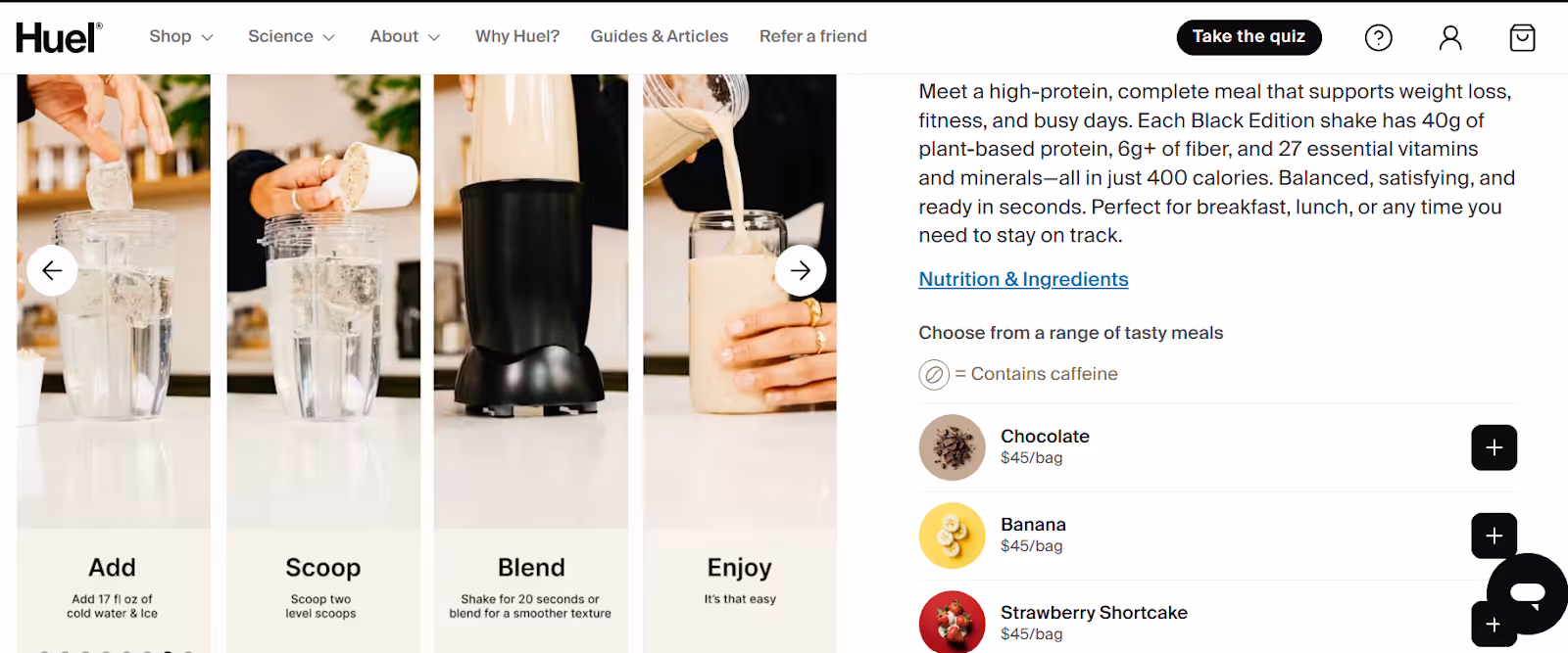 Huel Product Page