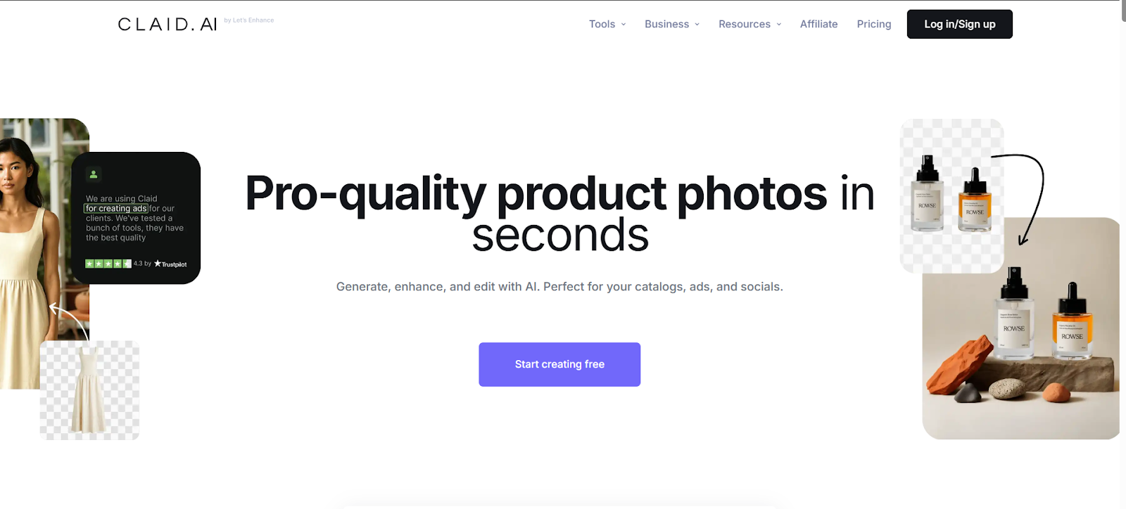 Claid.ai website screenshot