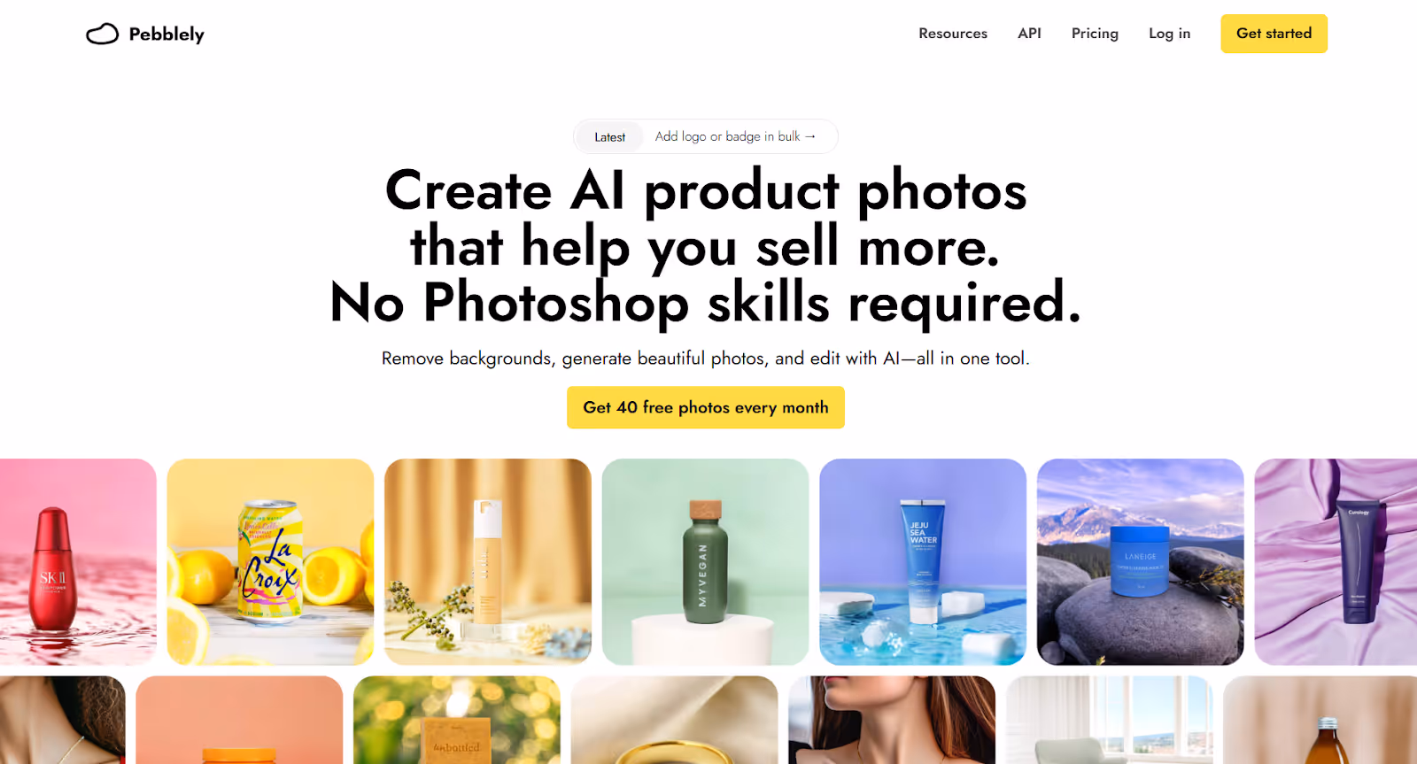 Pebblely website screenshot
