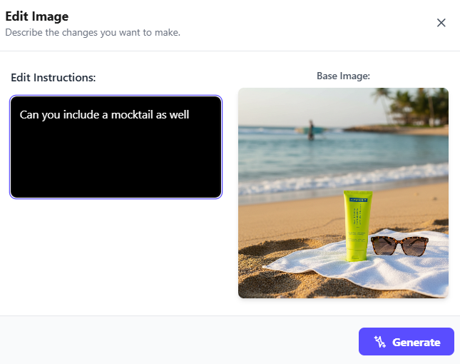 Editing the output to enhance the product image